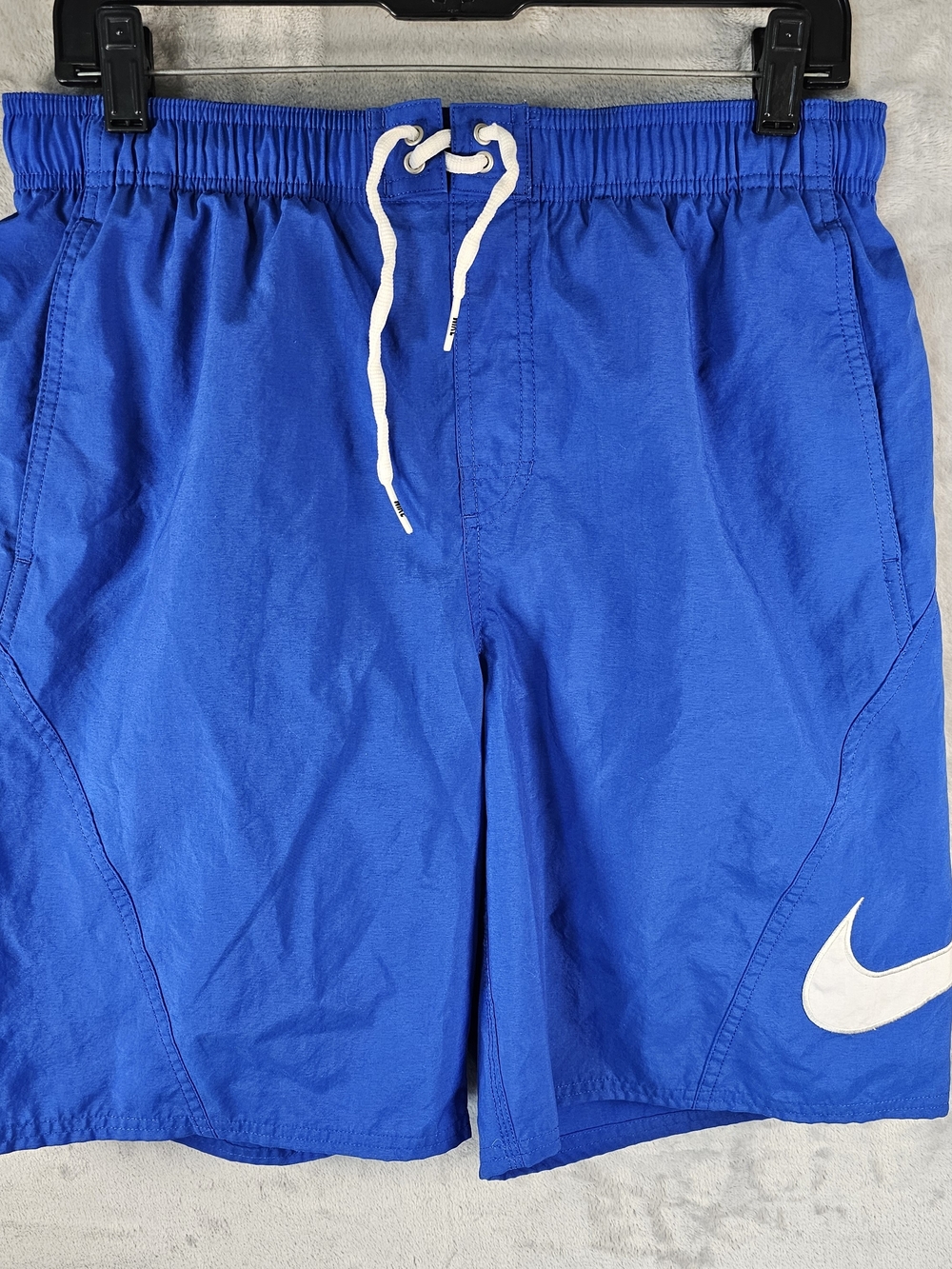Y2K Nike Sz. Large Men's Embroidered Swoosh Board Shorts Lined Swim Trunks Blue
